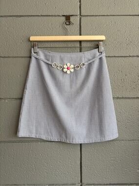 Vintage Y2K Side x Side Gingham Plaid Flower Mini Skirt size S/M